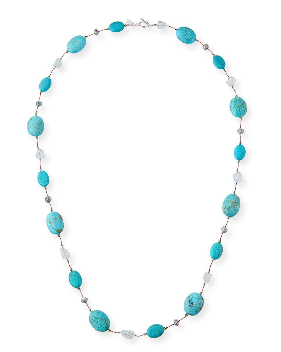 Turquoise & Blue Topaz Station Necklace